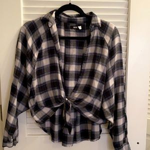 XS Tie-Front Flannel in Navy from BDG